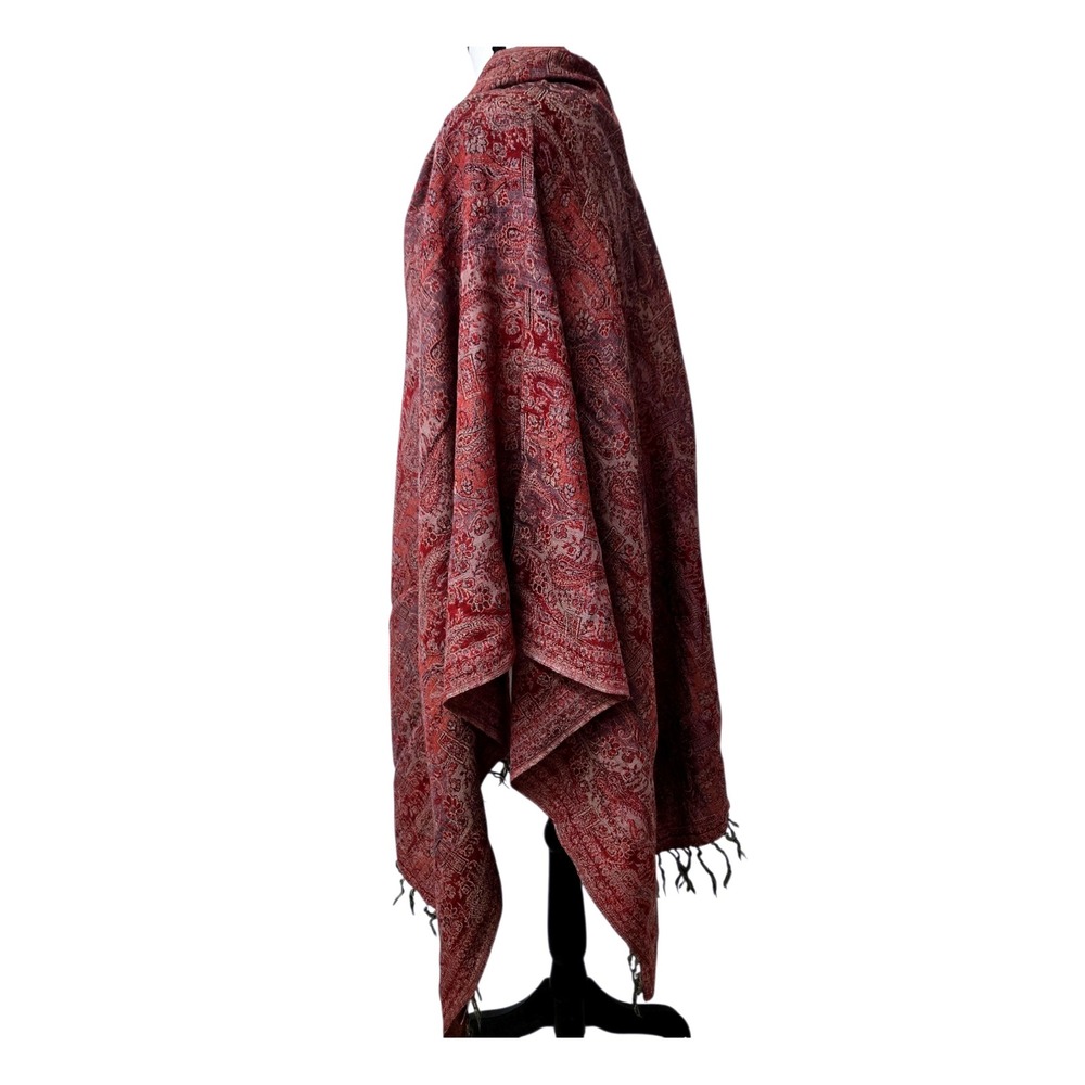 Vintage Rohtexx 100% Wool Red Paisley Pashmina Shawl El Corte Ingles Extra Large - Picture 4 of 11